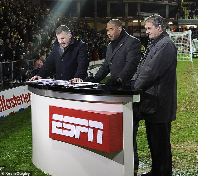 Ray Stubbs (left) departed the BBC to join ESPN UK at the launch of its Premier League coverage, presenting and reporting on live matches until the network's rights shift to BT Sport