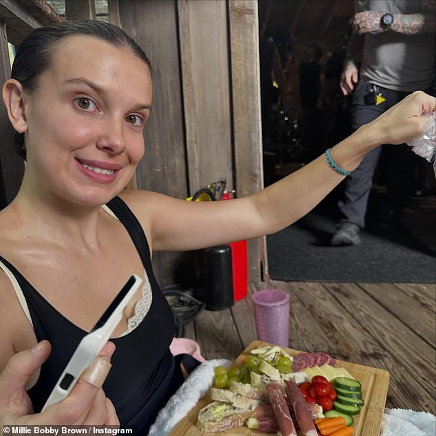 Stranger Things star Millie Bobby Brown, 21, gave her followers a glimpse into her festive celebrations