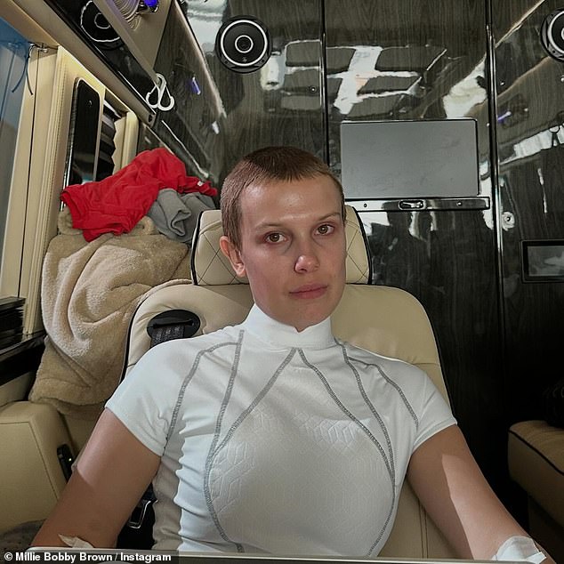 The actress, who stars as Eleven in the hit series, also shared a behind-the-scenes look at the shooting of Stranger Things season five