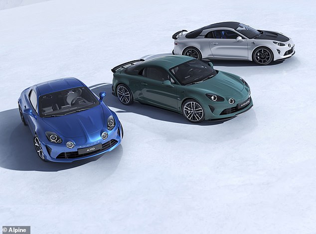 An all-electric version of the Alpine A110 sports car (pictured) is due to be showcased for the first time in the next 12 months