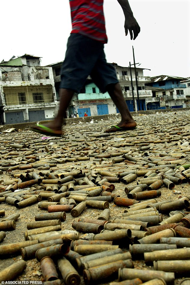 Bullet casing filled the streets of Monrovia as fighters battled it out, killing many cilvilians in the process