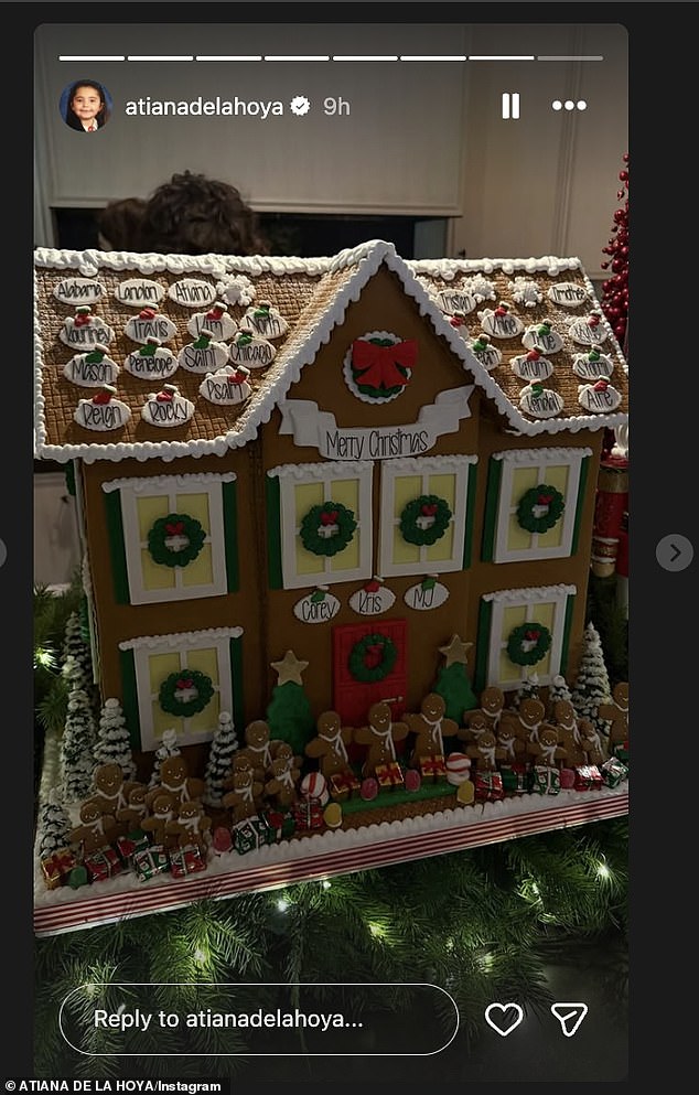 Atiana De La Hoya, the former stepdaughter of Kourtney Kardashian's husband Travis Barker, revealed some of the family's Christmas decorations and showed that they were serving classic cocktails as she sipped on what might have been a cosmopolitan or a Manhattan