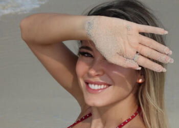 Diletta Leotta stuns in red bikini with DAZN host expecting second child with Loris Karius