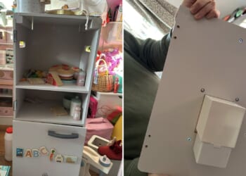 Exasperated parents resort to using GLUE to keep their kids’ Aldi toy fridges together as the ‘doors keep falling off’