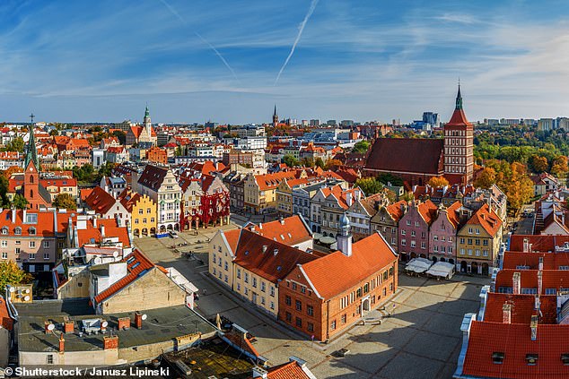 The Polish city of Olsztyn, which is ranked as one of the happiest places to live in the world; it is situated about two hours from the port city of Gdansk