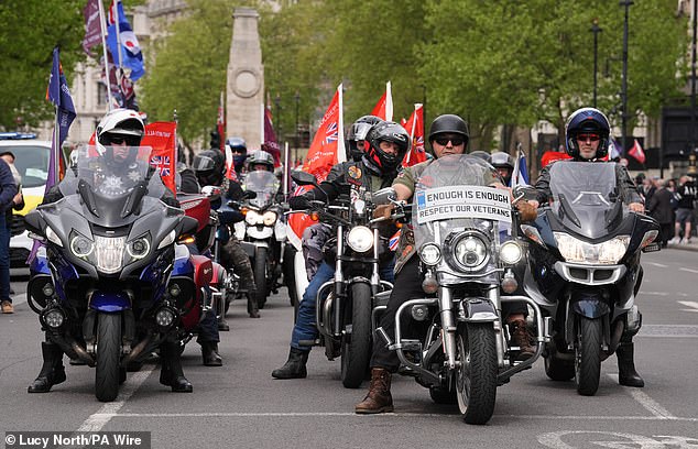 Veterans who served in the British Army during the Northern Ireland troubles were seen at a protest in London over the repealing of the Legacy Act earlier this year
