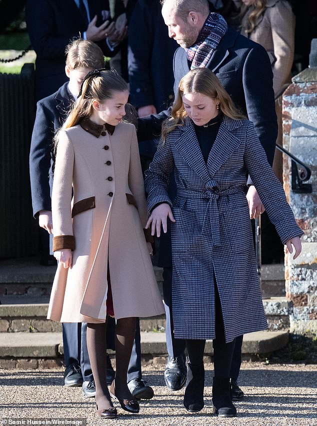Princess Charlotte and Mia Tindall attending the Christmas morning service at Sandringham