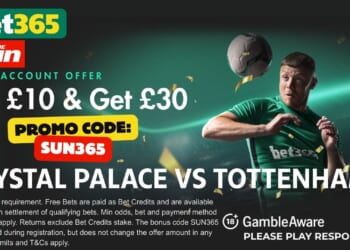 £30 bonus for Crystal Palace vs Tottenham with SUN365