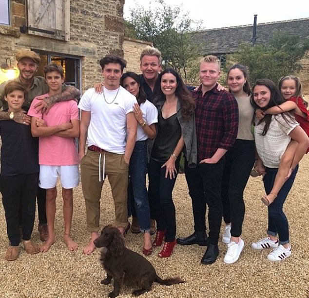The Ramsays and the Beckhams have been long-term pals, with the two groups of children growing up together after both families relocated to the U.S (pictured both families)