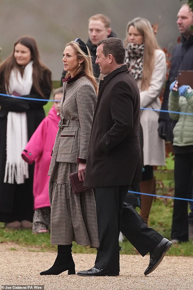 Princess Anne's eldest child, Peter Phillips and his fiancée Harriet Sperling (Pictured left) were also in attendance