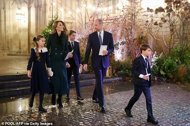 The Prince and Princess of Wales with Charlotte, George and Louis at a carol service at Westminster Abbey earlier this month