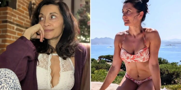 Emmerdale star, 50, strips off and flashes cleavage in white lacy bra for make-up free Xmas selfie