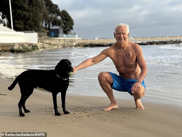 Beau jumped up and down on Mr Howarth, ran around on the sand and barked to draw attention when his owner collapsed