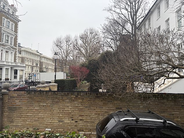 Pictured: The new metal spikes that now line the outside of the palatial property