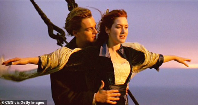 Following the film's success, Winslet quickly established herself as a rising star, appearing in Sense and Sensibility, Jude and Hamlet before achieving global fame with Titanic in 1997 (seen above with Leonardo DiCaprio)