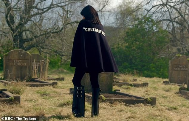 The host opted for a different pair of boots for the Celebrity Traitors. She wore a stylish pair of Givenchy's Shark Lock buckle knee-high boots in black leather, which retail at £1915