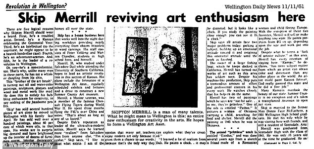 After moving to Kansas in 1960, Marvin Merrill reinvented himself as an artist and was the subject of a newspaper article in which he embellished his military record