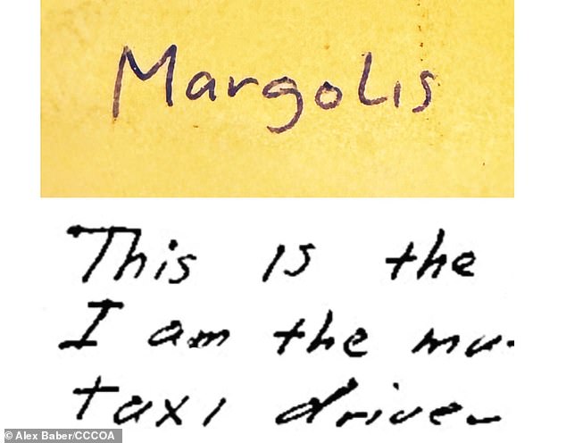 Handwriting samples of Marvin Merrill/Margolis that were shared with Alex Baber for forensic analysis juxtaposed with correspondence sent by the Zodiac killer