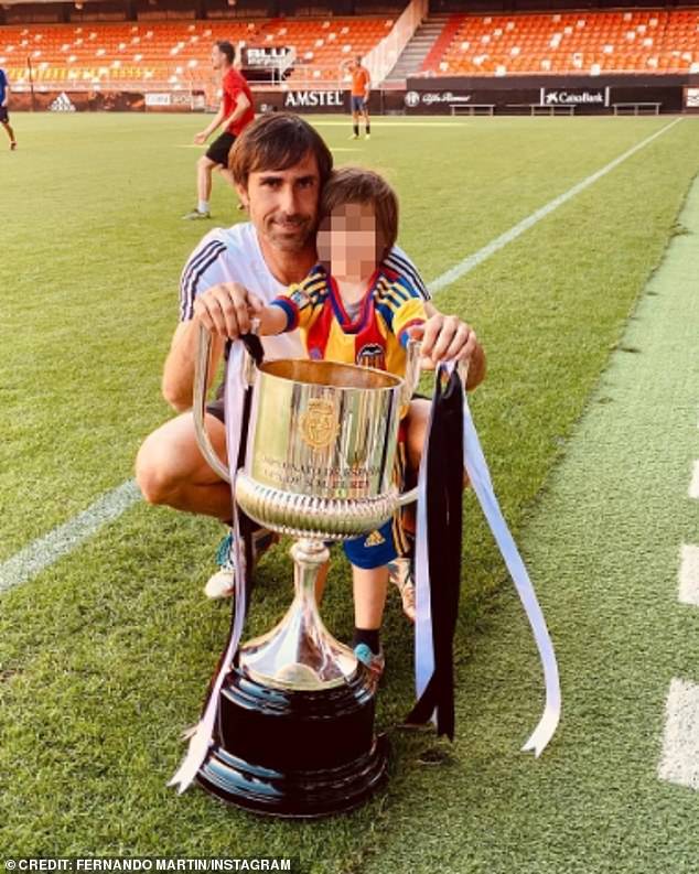 Fernando is seen holding a trophy with his son Mateo, who is also feared to have died