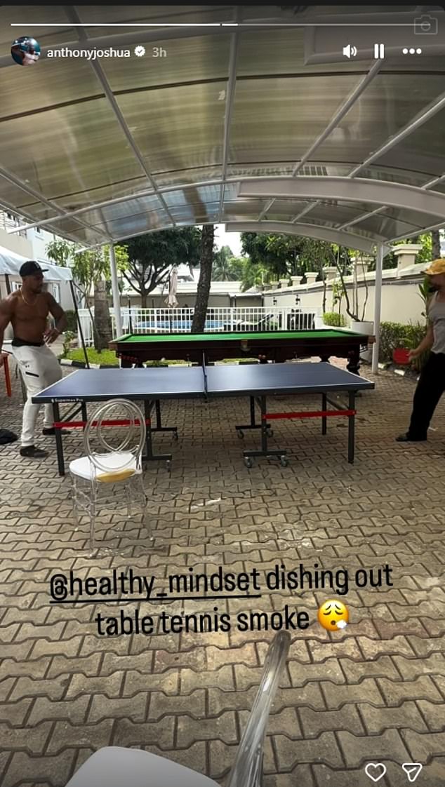 Joshua had posted a story on his Instagramaccount four hours ago, where he is seen topless in a video playing table tennis with his long-time friend Kevin Ayodele