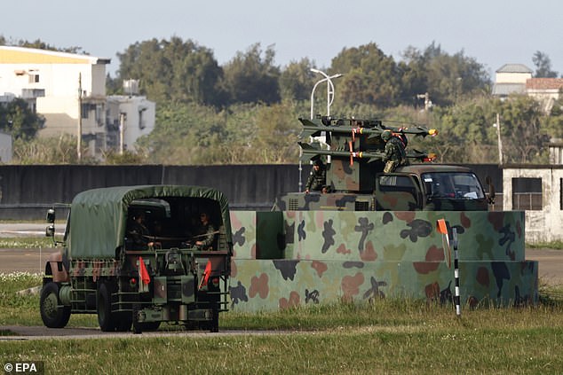 Taiwan's military deploys an air defense missile system inside an airbase in Hsinchu, Taiwan, 29 December 2025