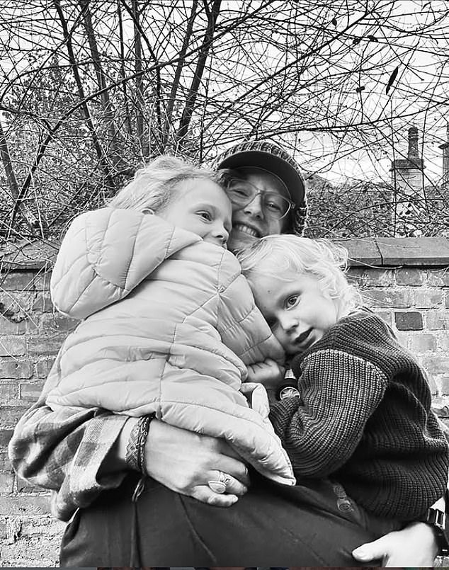 A family photo of Mrs Shearman with her two children