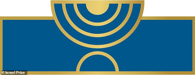 The Israel Prize logo. Israel Prize recipients typically receive a pin and ribbon with this logo