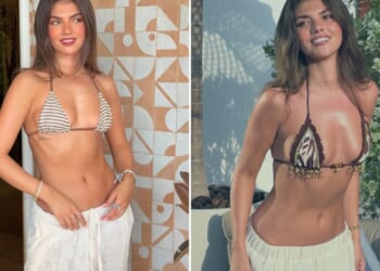 Love Island's Samie Elishi shows off rock hard abs in bikini top