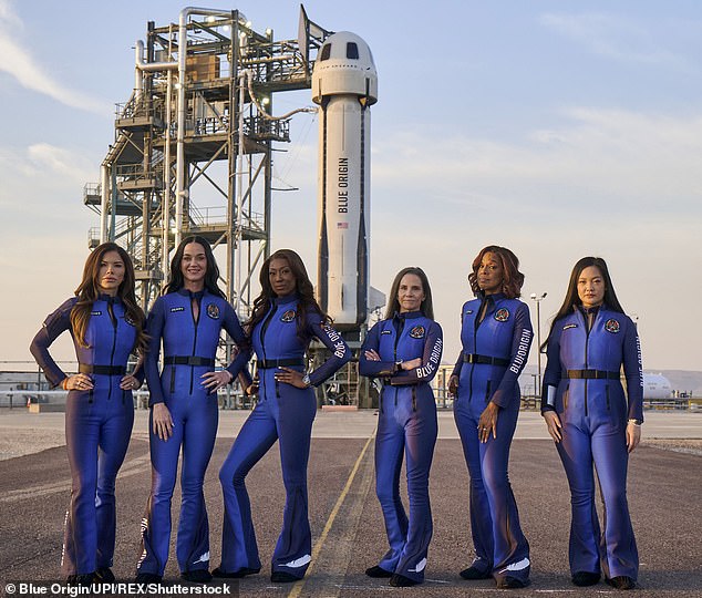 Americans also accurately predicted that space travel would not be commonplace for ordinary people. It remains limited to the famous and ultra-wealthy, such as Jeff Bezos' wife (left) and Katy Perry (second to left), who were part of the all-women Blue Origin human spaceflight