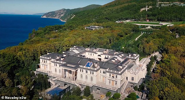 Pictured: Another of Putin's palaces in Gelendzhik, south of Russia