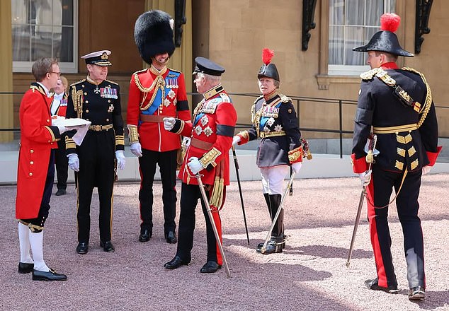June: The Prince of Wales, His Majesty The King and The Princess Royal at Trooping the Colour