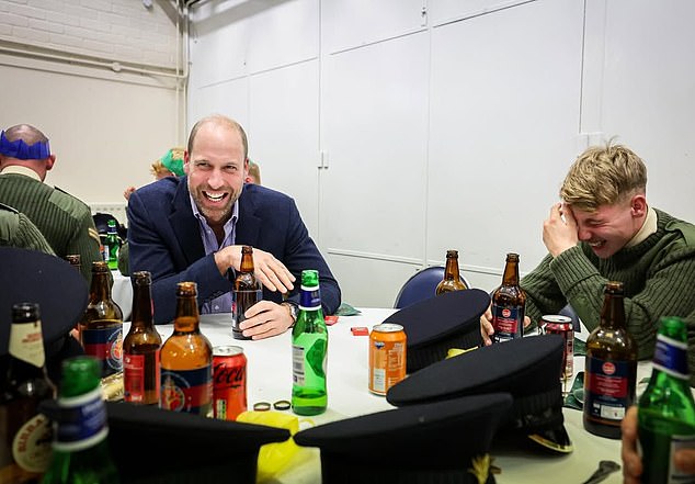 December: The Princes of Wales attends The Welsh Guard Christmas party at Combermere Barracks