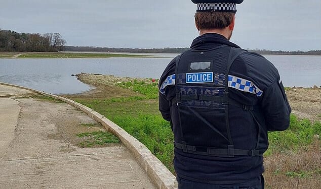 Essex Police were first called to the scene of the 'serious incident' shortly after 2pm on Sunday at the Hanningfield Reservoir between Chelmsford and Billericay (pictured)