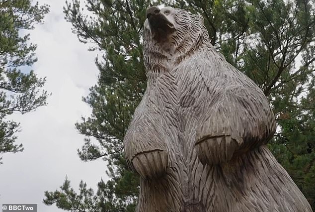 The statue at Langass Woods, on the Scottish island of North Uist in the Outer Hebrides, where Hercules is now buried. Andy Robin, who died aged 84 in 2019, was laid to rest by his side