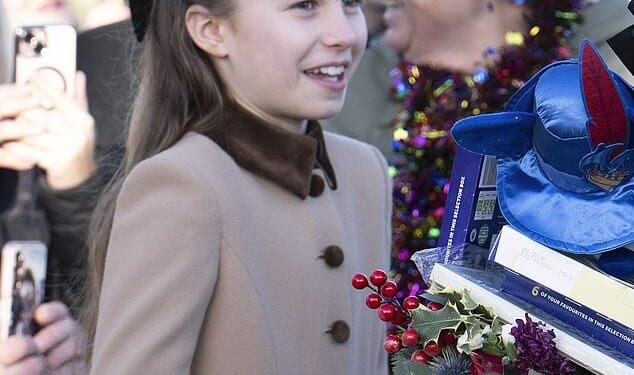 Princess Charlotte, ten, put on a confident display as she chatted with well-wishers on December 25