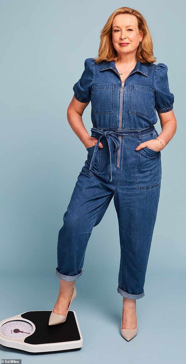 Claudia pictured in the summer, halfway through her weight-loss journey