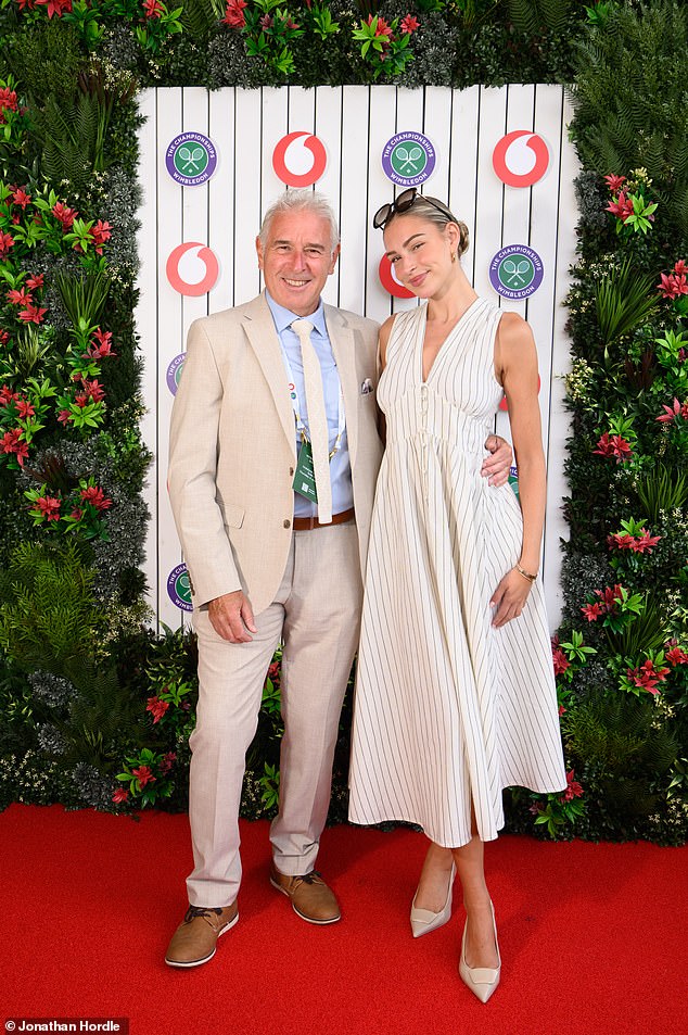 Zara has a close relationship with her father, and earlier this year brought him to Wimbledon as her plus one for a day out together (pictured together in July)