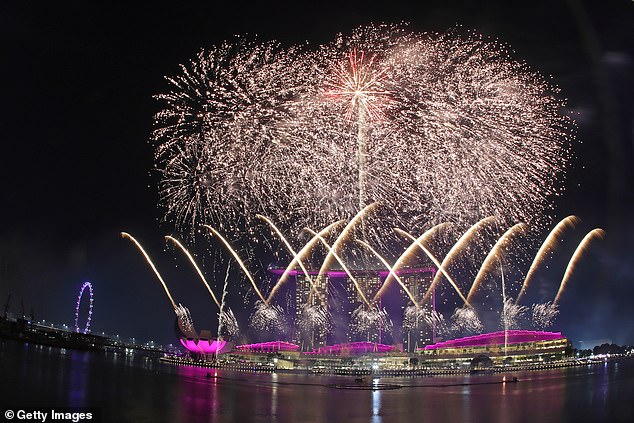 A colourful display lights up the sky in Singapore as the country welcome in 2026