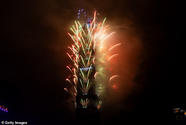 Fireworks light up the sky in Taipei, Taiwan as they ring in the New Year