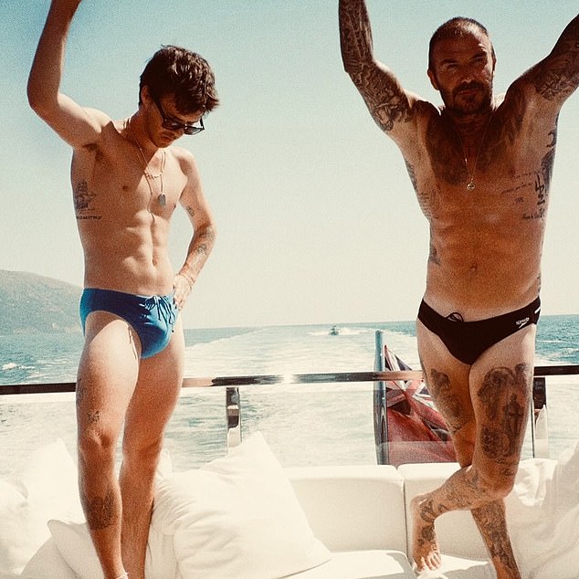 David spent the summer on their family yacht - Seven - with his other kids (pictured left Cruz)