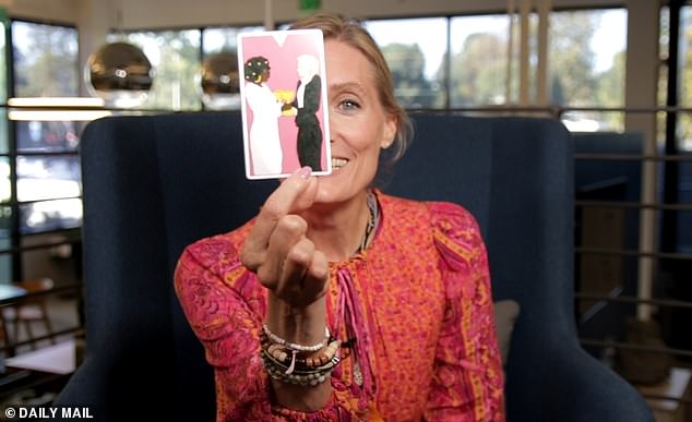 Banicki pulled the Two of Cups during her reading on Aniston and Curtis, a card symbolizing deep partnerships