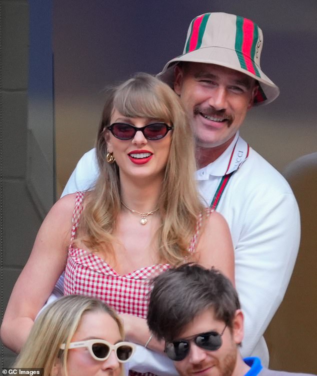 The cards also said that Taylor Swift and Travis Kelce will not be afraid of splashing some major cash on their wedding; pictured 2024