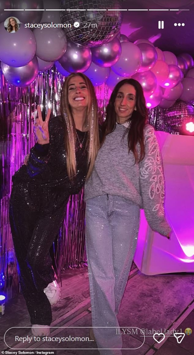 She covered the ceiling with balloons, put up disco balls and donned a sequin sparkly outfit to see in the New Year with her sister Gemma