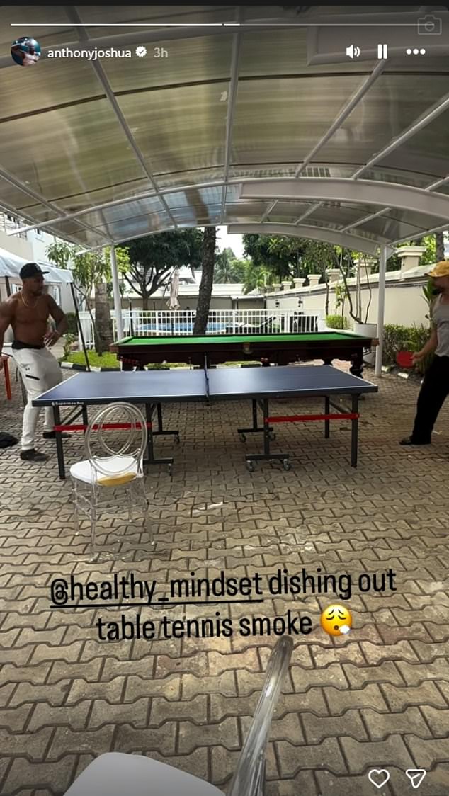 Joshua had posted a story on his Instagram account just hours before the fatal accident, where he is seen topless in a video playing table tennis with his long-time friend Ayodele