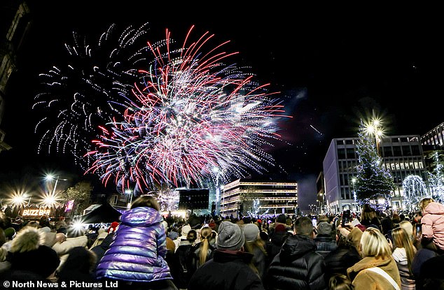 Colourful fireworks fill the night sky in Sunderland this evening as New Year's celebrations steam ahead