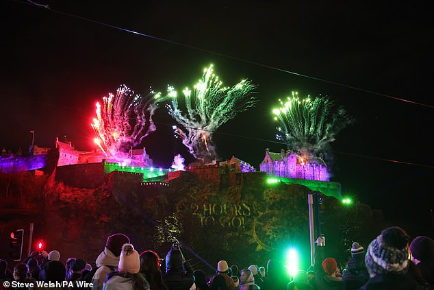 Fireworks over Edinburgh Castle during the Hogmanay New Year celebrations