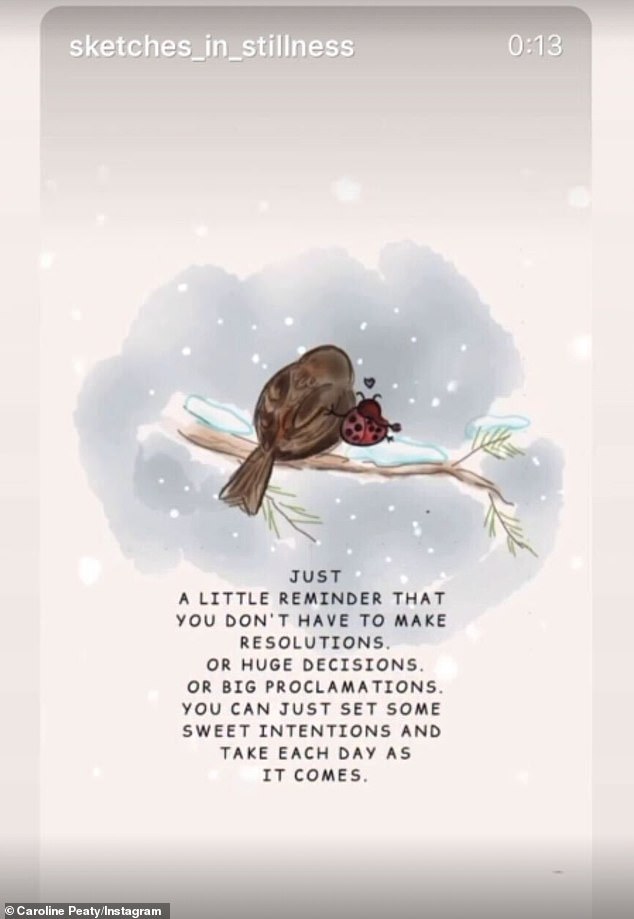 Her second repost read: 'Just a little reminder that you don't have to make resolutions or huge decisions or big proclamations'