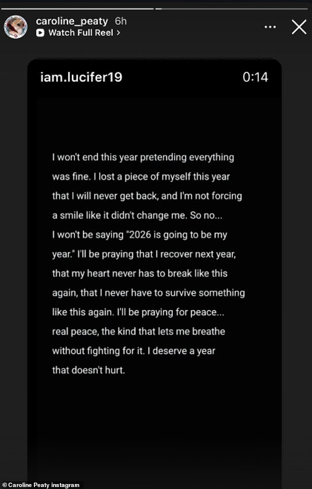 As the rift rumbles on, Peaty's mother has shared her heartbreaking hope for 2026 as she took to Instagram to share some pointed reflective messages on Wednesday