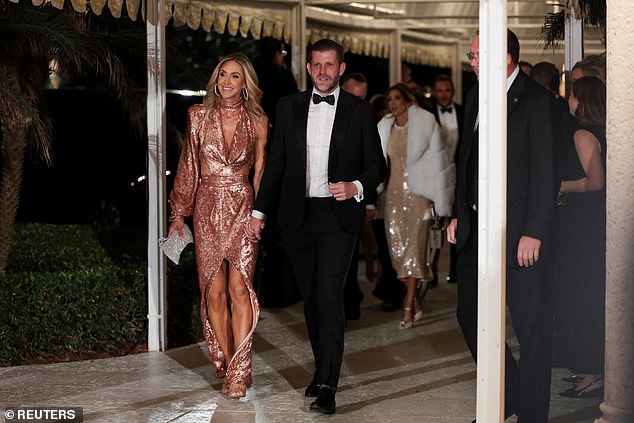 Trump's son Eric Trump and his wife Lara Trump arrive for the celebration