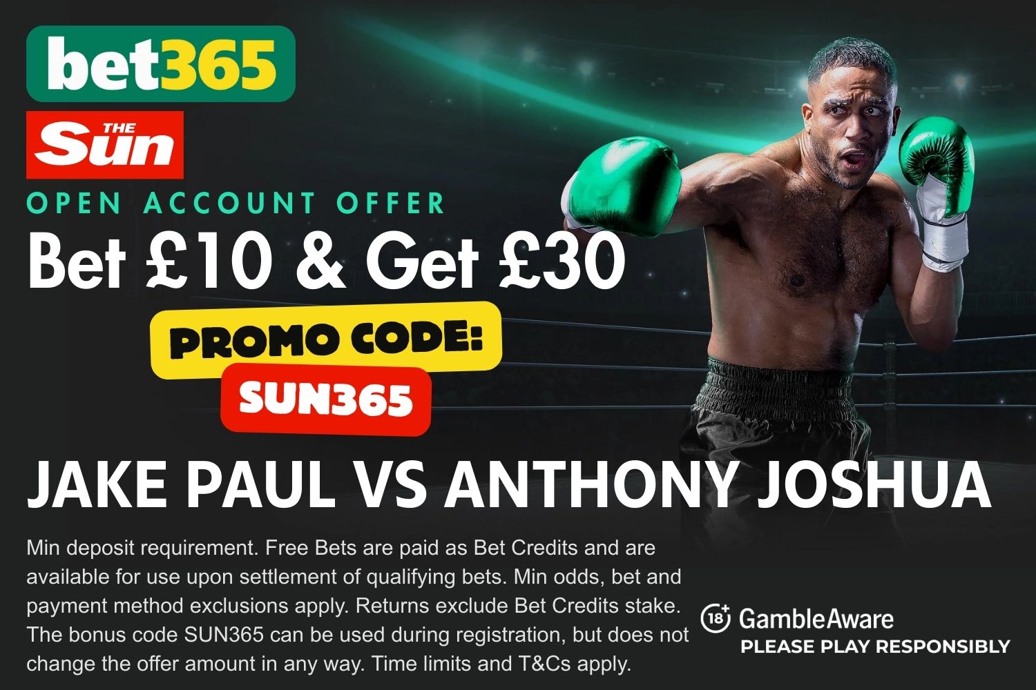 jake paul vs anthony joshua bet365 bonus code SUN365